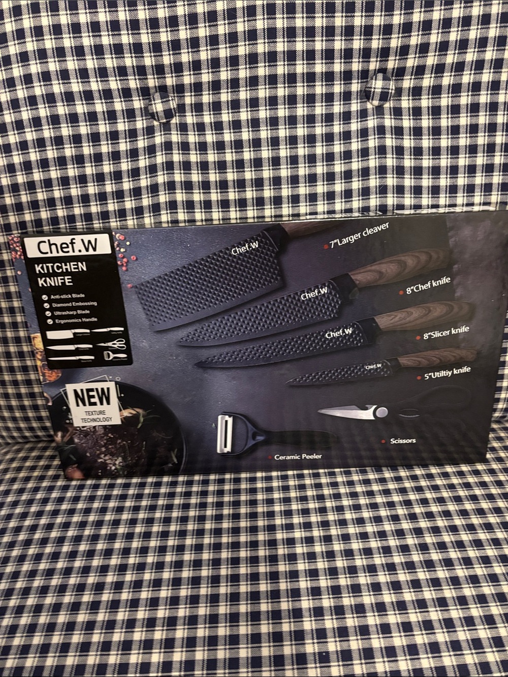 Chef.W Black Textured Kitchen Knife Set for Men Grooming - 6-Piece